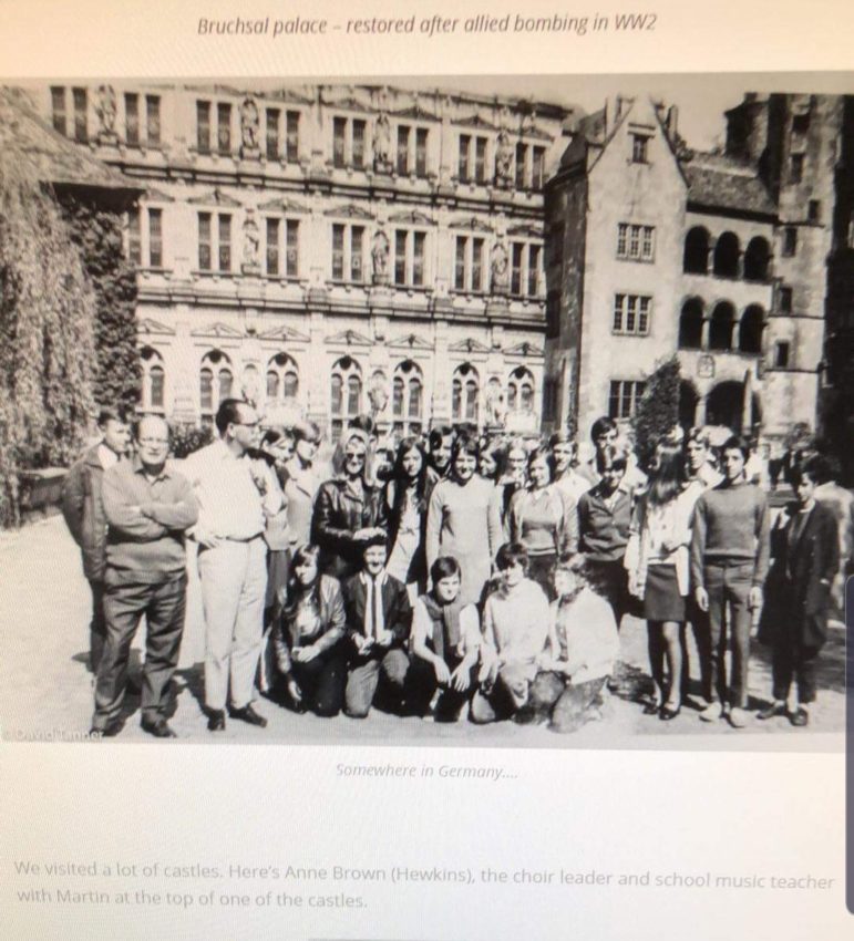 A photo of the Cwmbran twinning group in Bruchsal in 1969