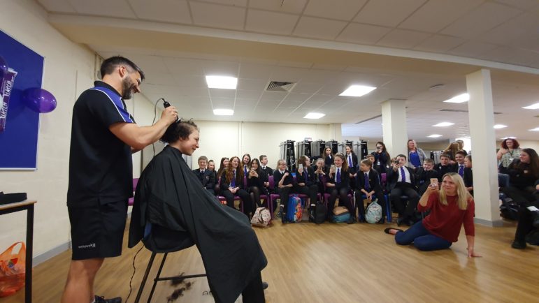 Mr Hine, Owain's head of year, was the barber for the event