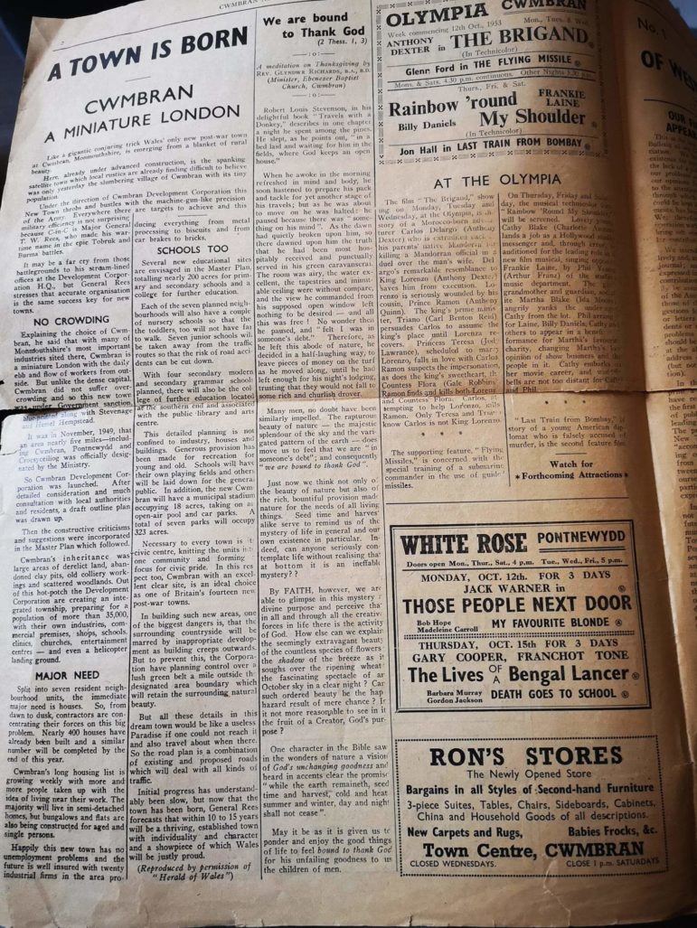 The Cwmbran New Town Advertiser and Gazette from 1953