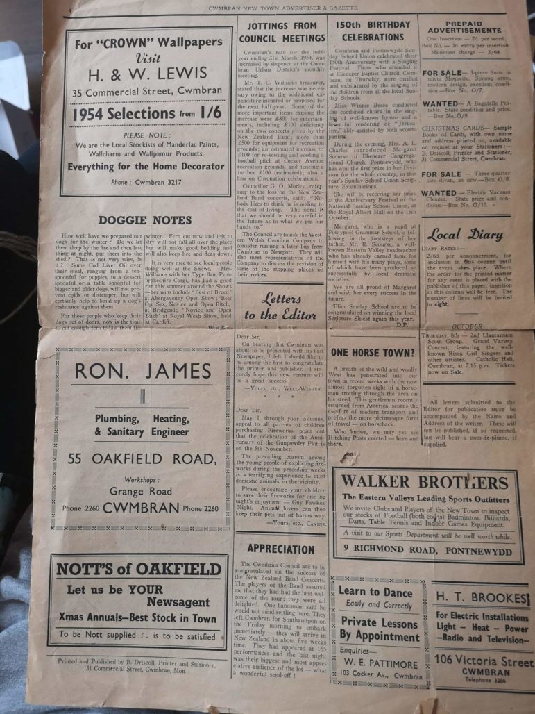 The Cwmbran New Town Advertiser and Gazette from 1953