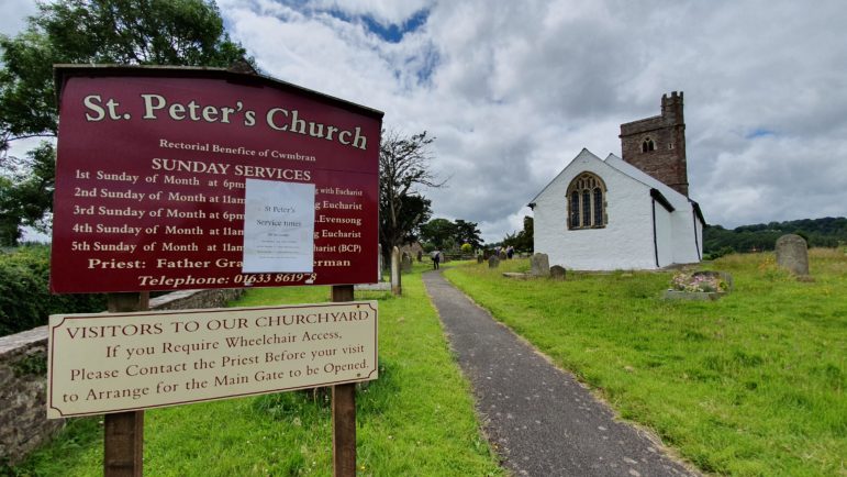 The christening and wedding were held at St Peter's Church in Henllys
