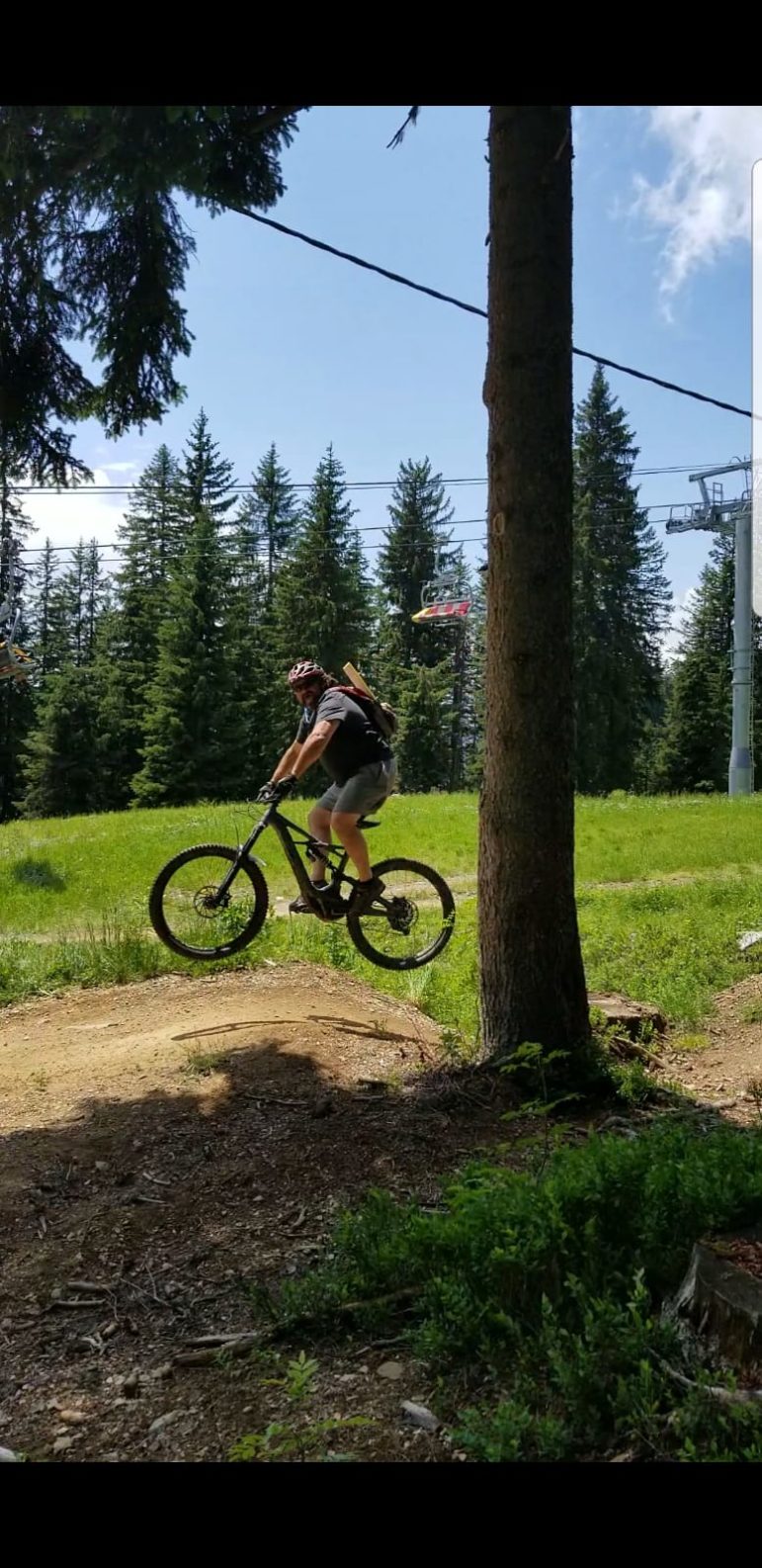 Jerry riding a mountain bike