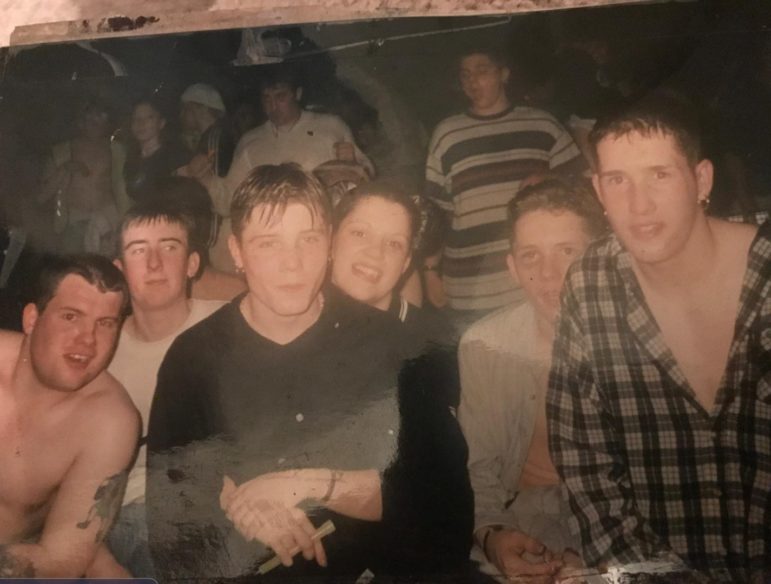 Lee (second from left) on a night out with some of his mates