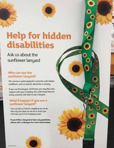 Info leaflet about sunflower lanyards in Cwmbran Sainsbury's