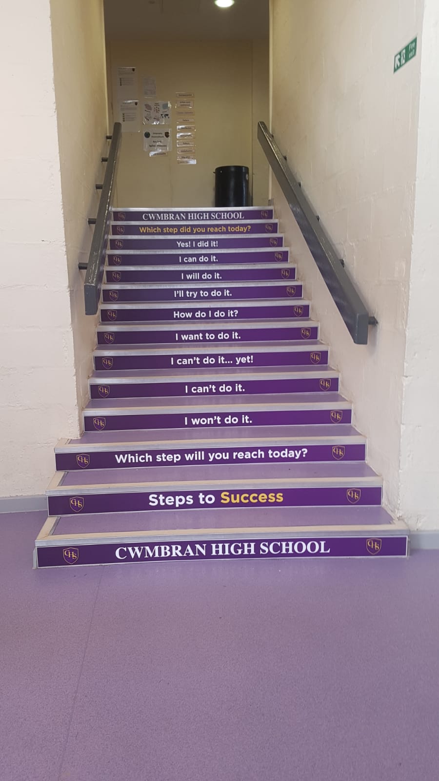 The inspirational stairs at Cwmbran High School