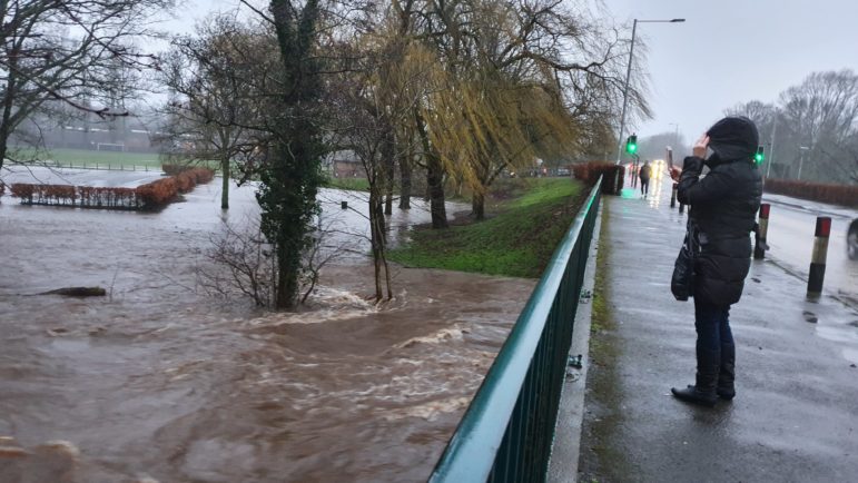 The bridge on Llanyfon Way over the Afon Lwyd