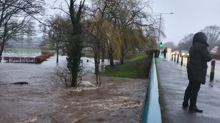 The Afon Lwyd in Llanyrafon