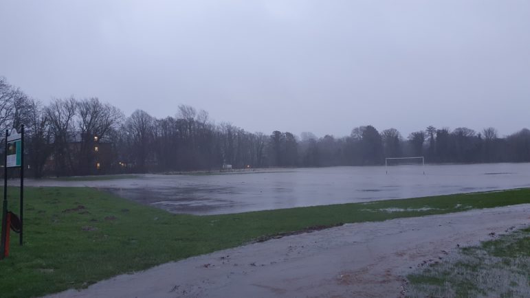 The flooded pitches at Southfields in Cwmbran