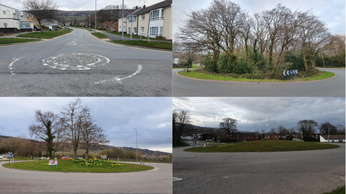 Four roundabouts in Cwmbran