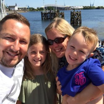 The Fry family at Cardiff Bay, before isolation