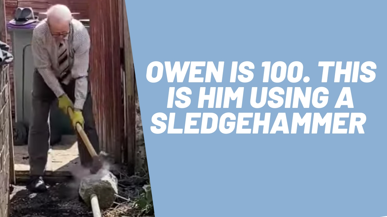 Owen Filer using a sledgehammer