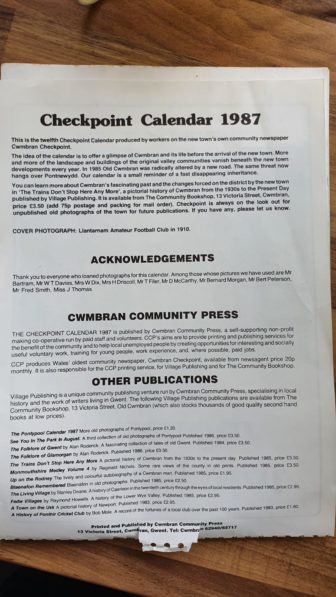 Cwmbran's Checkpoint Calendar 1987