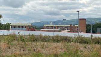 The old Croesyceiliog School being demolished