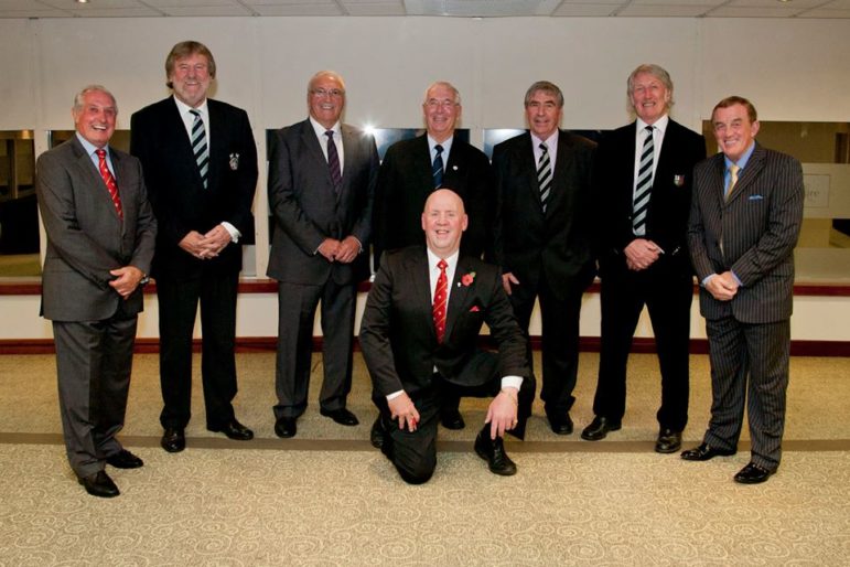 David Power (far right, front row) with dinner guests including several British Lions players