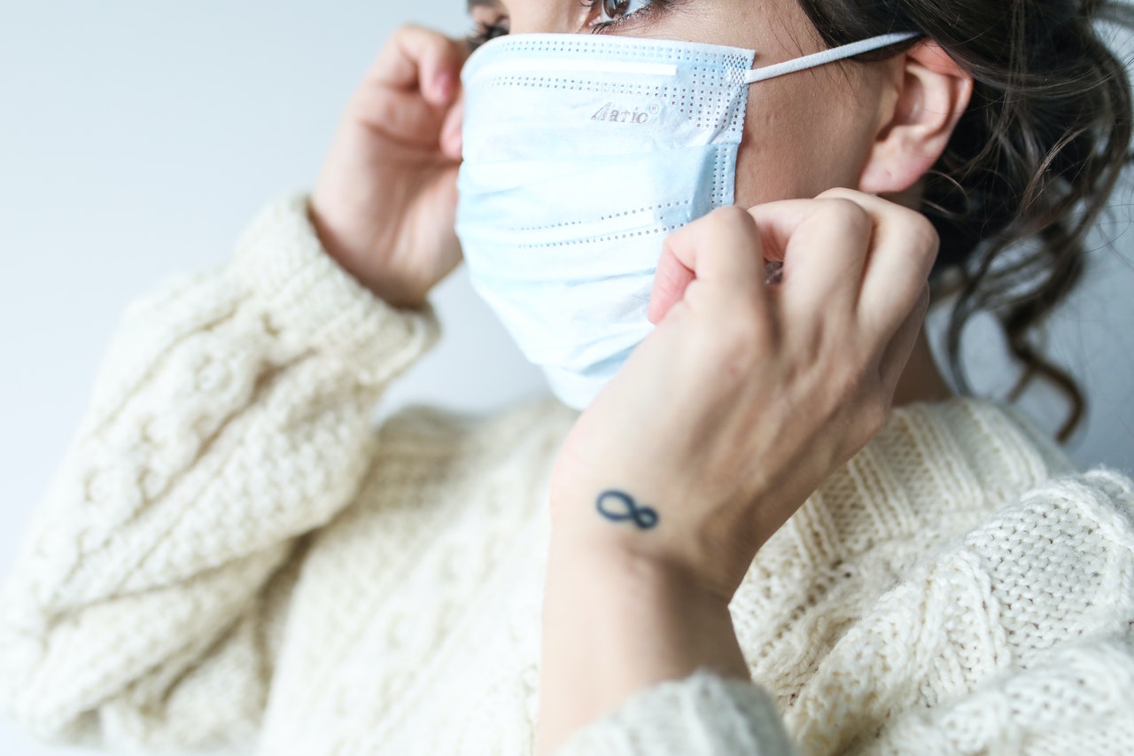 Woman in face mask