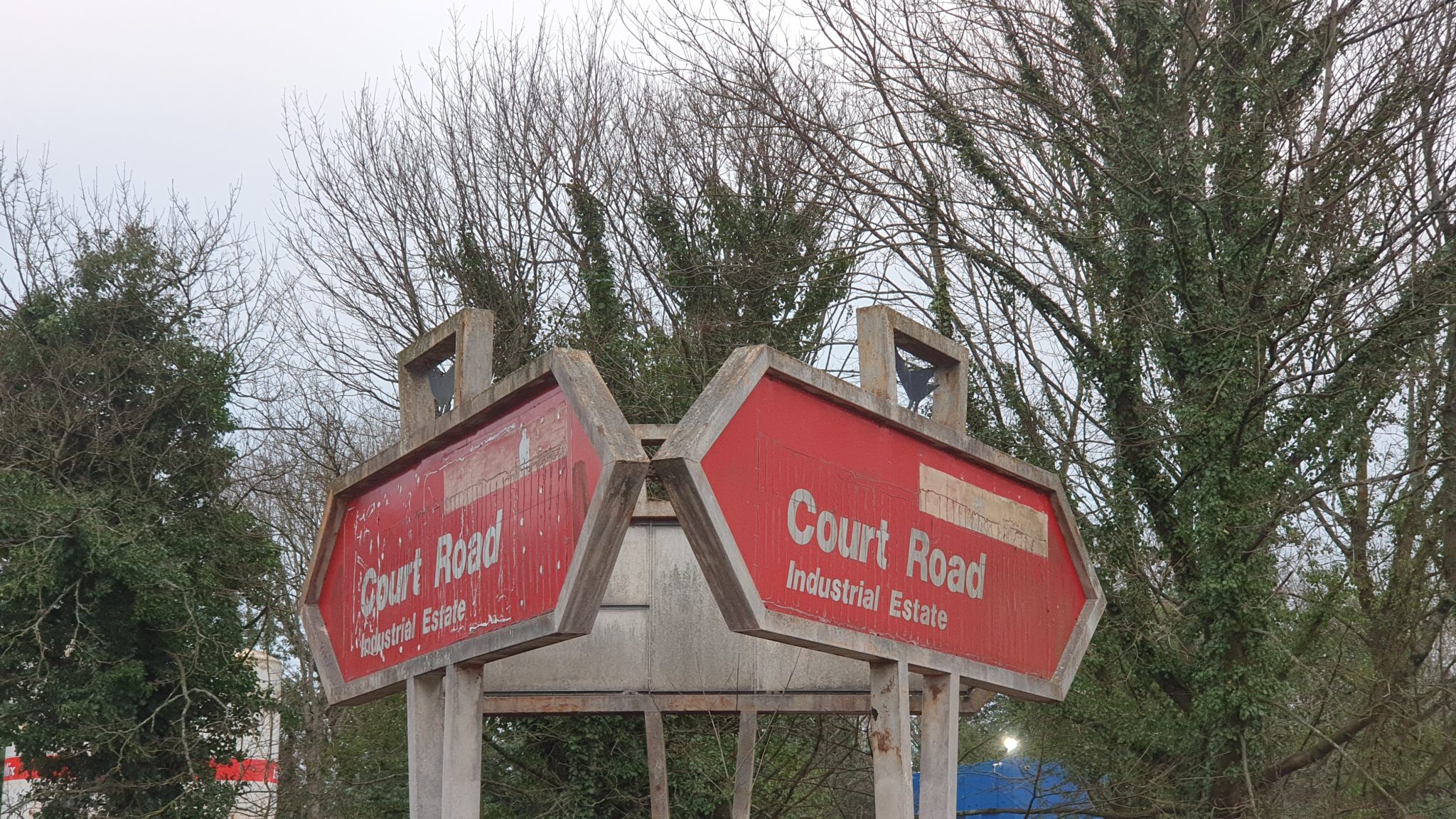 The Grade II Listed sign on Court Road in Cwmbran