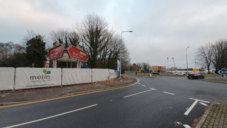 The Grade II Listed sign on Court Road in Cwmbran