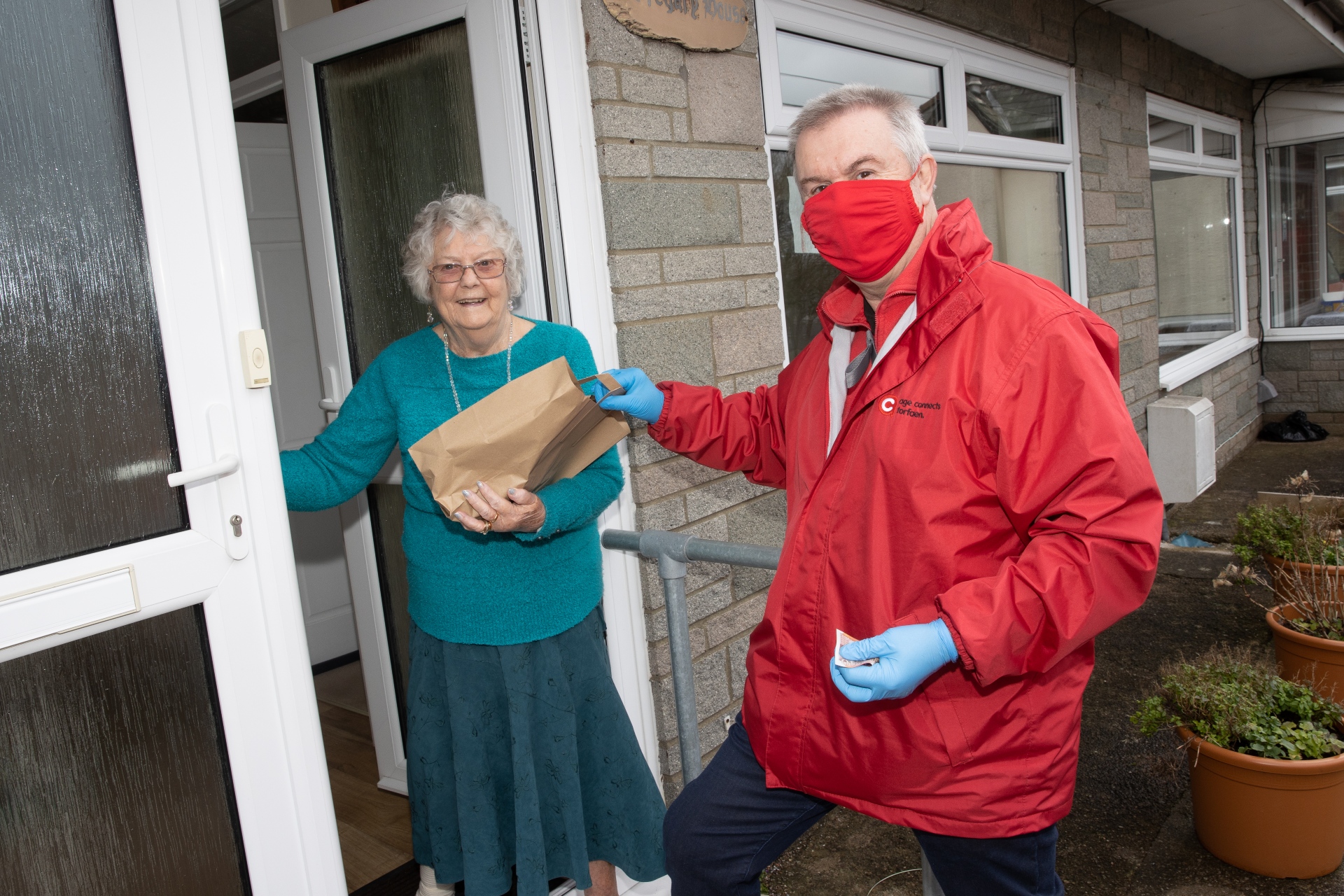 Food being delivered to a woman