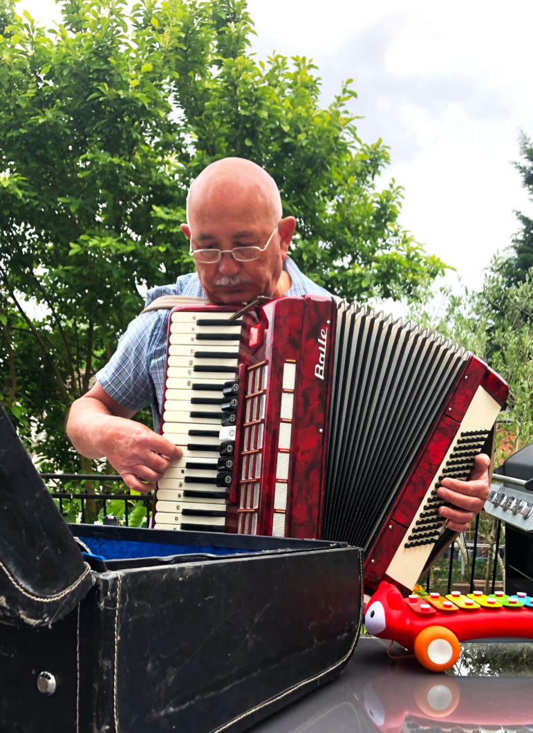 Joe playing his piano accordion