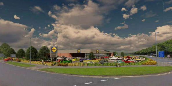 Artist's impression of the new Lidl store in Cwmbran (taken from planning application)