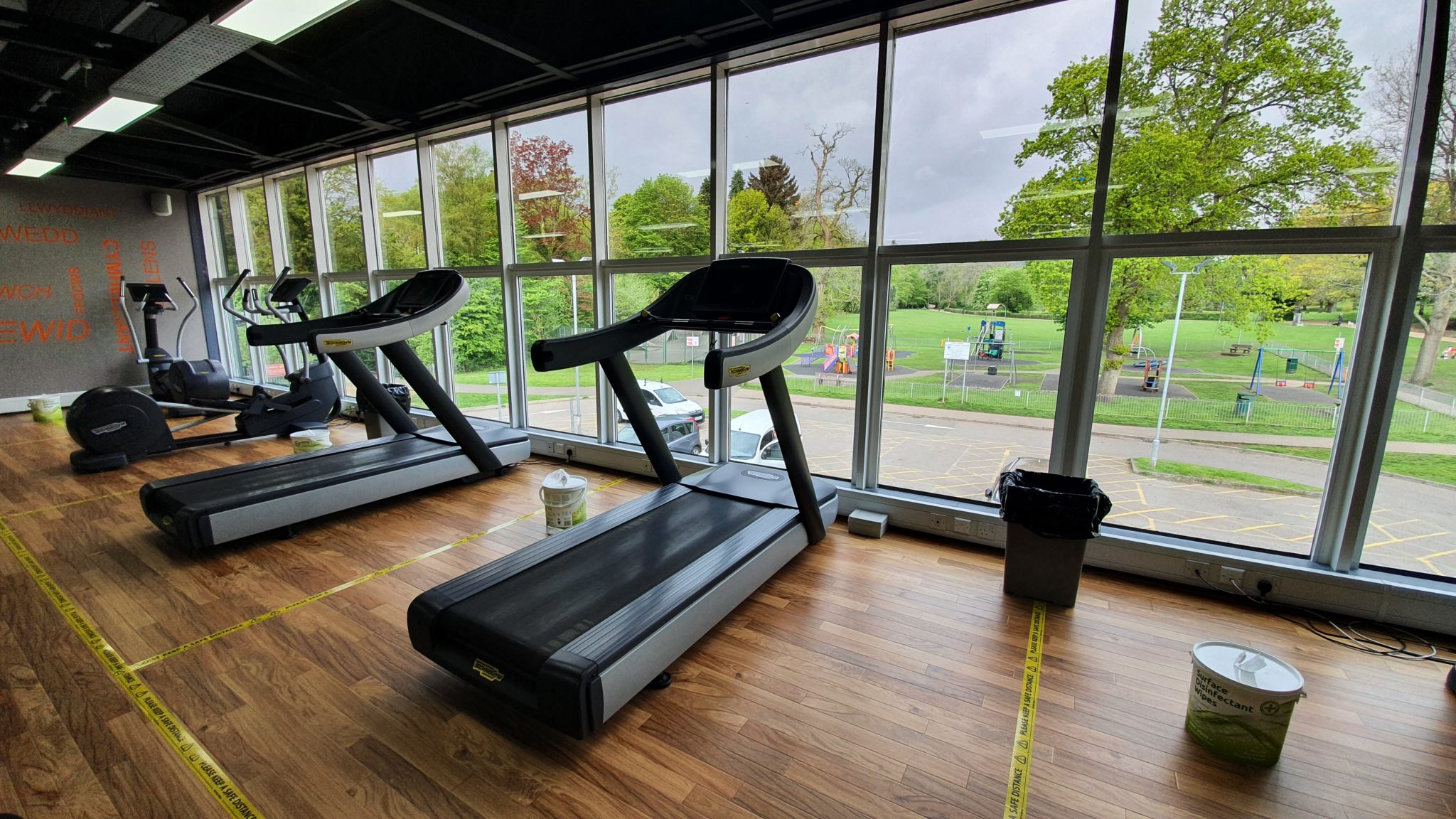 Running machines in a gym