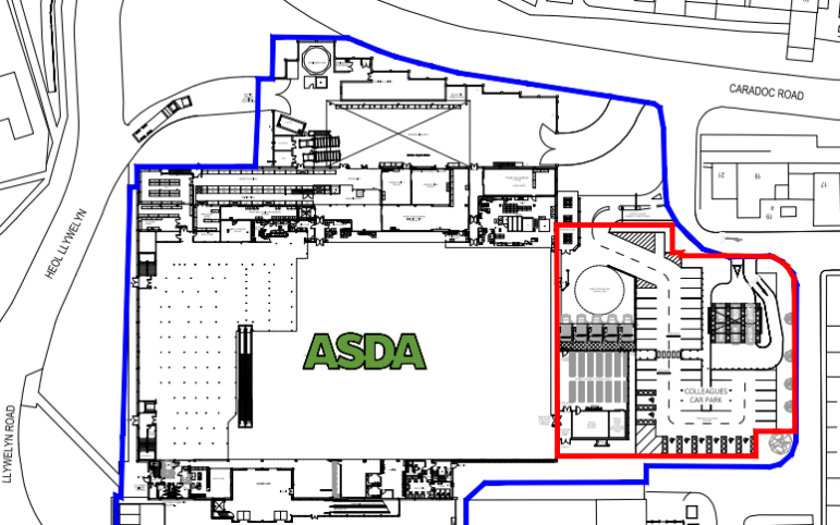 Plan of Asda Cwmbran