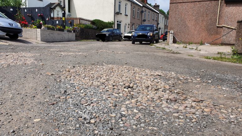 Potholes on Brook Street in Cwmbran