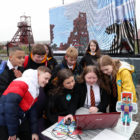Pupils from Risca Comprehensive School using CareerCraft at Big Pit