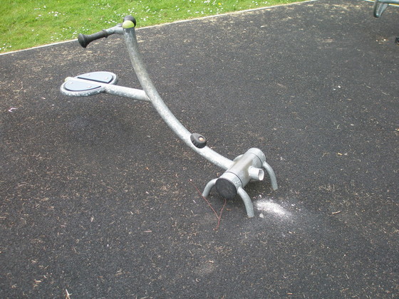 A vandalised see saw