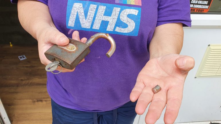 A broken padlock