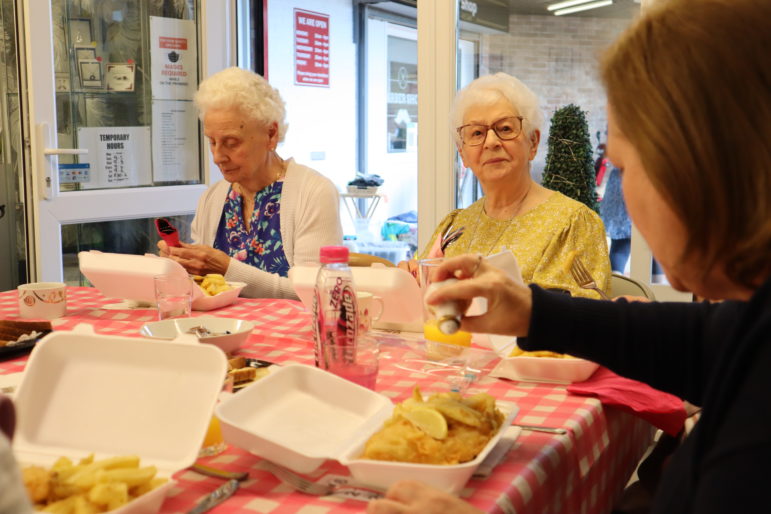 Women eating at table