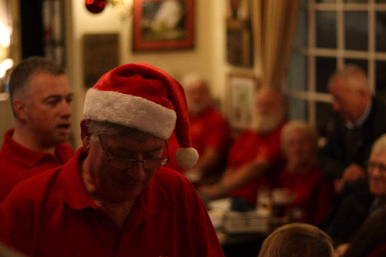 a man in a santa hat