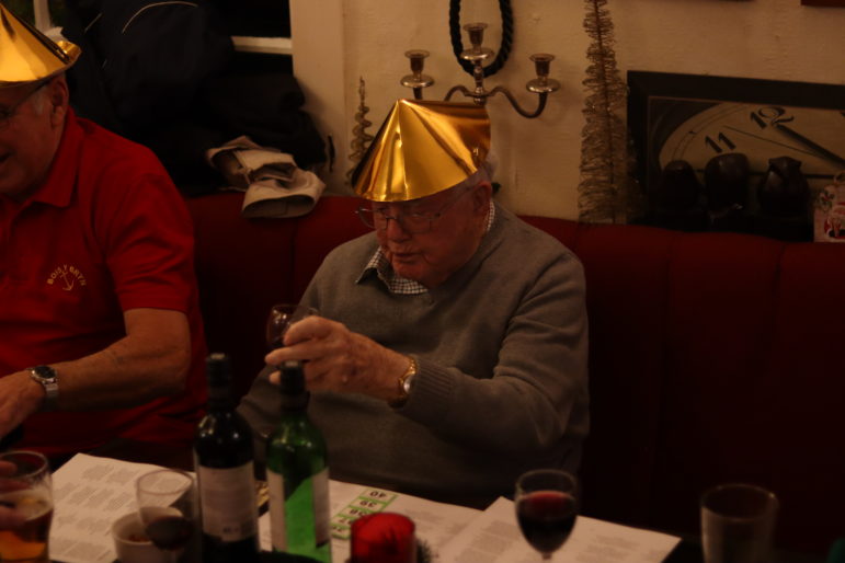a man in a christmas hat