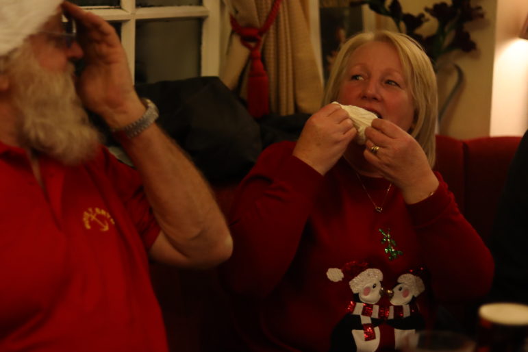 a man and woman in a pub