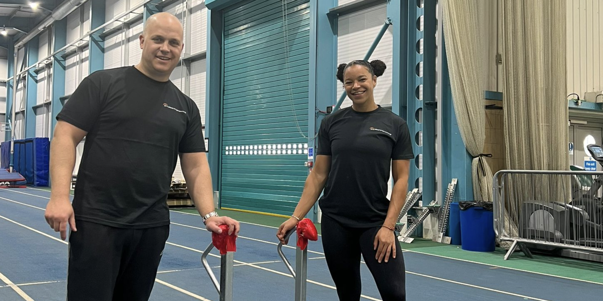 Mica Moore and Richard Selby with the sled made by Pro Steel Engineering.