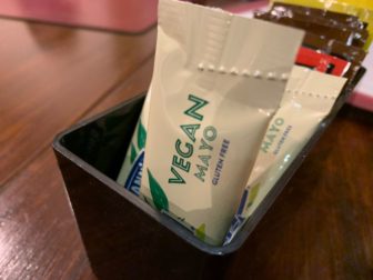 A sachet of vegan mayo