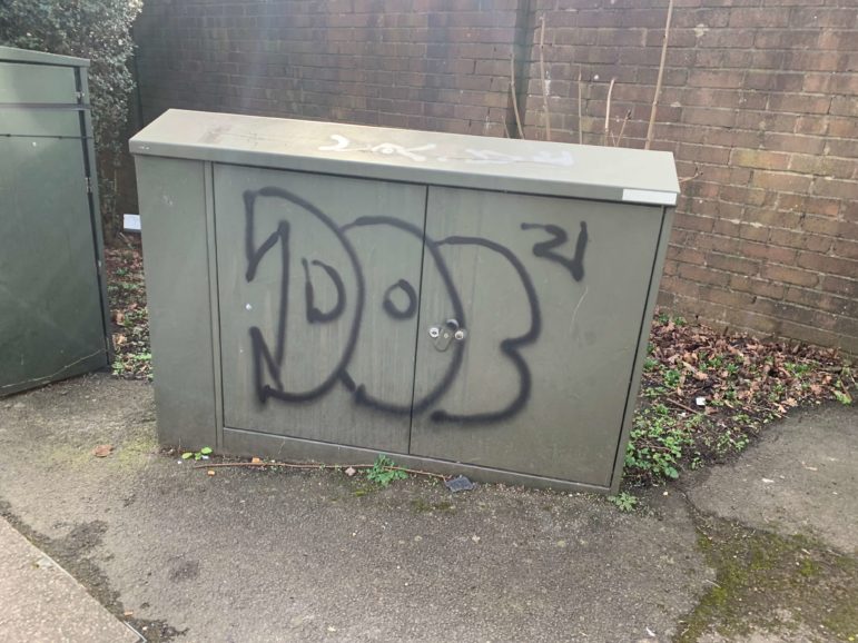 Graffiti on a phone exchange box