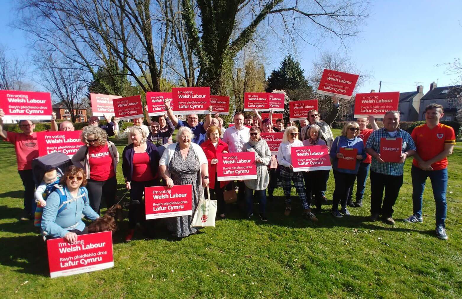 Group of council candidates with placards