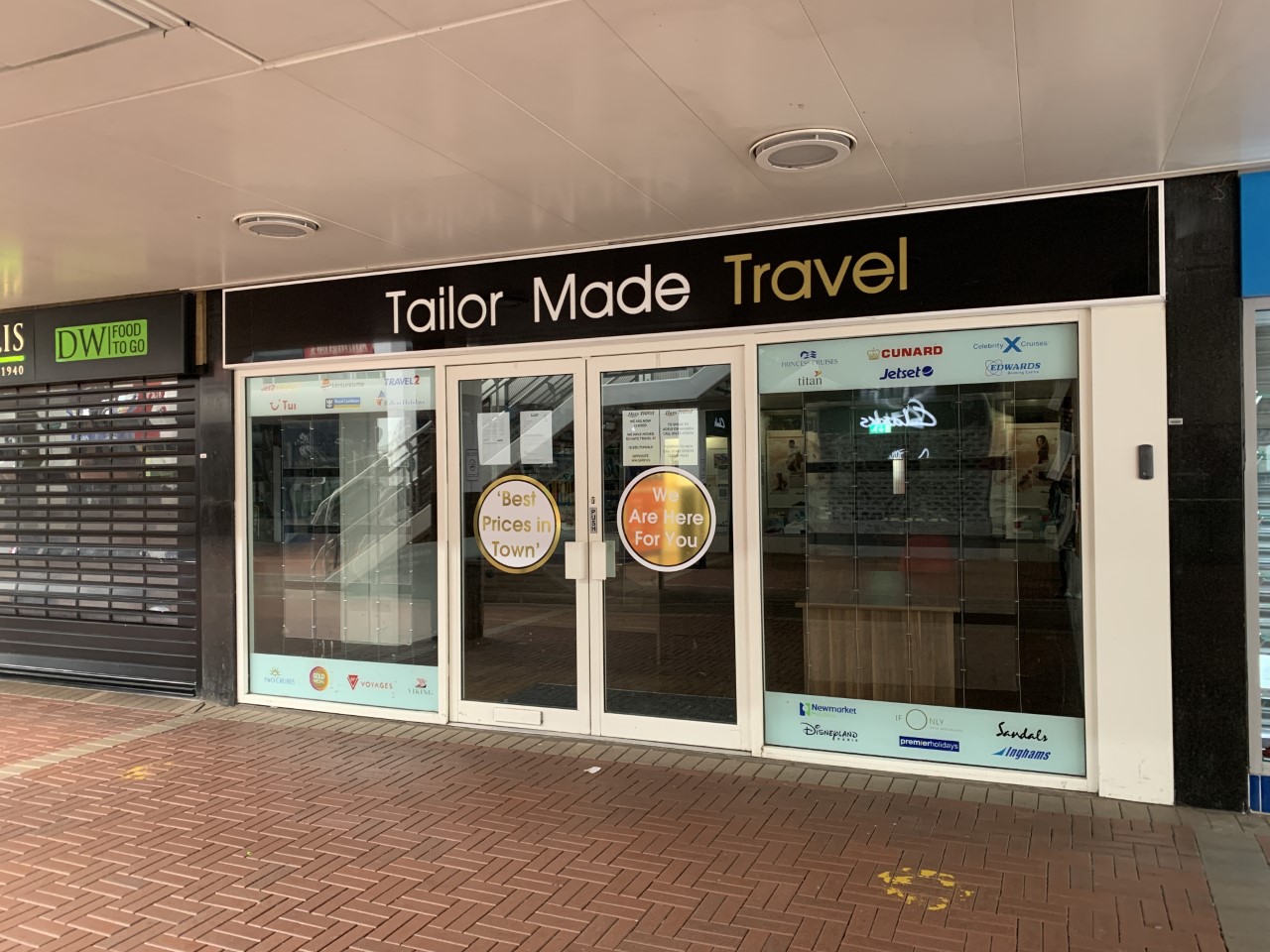 A closed travel agent shop