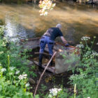 large lump of metal in river