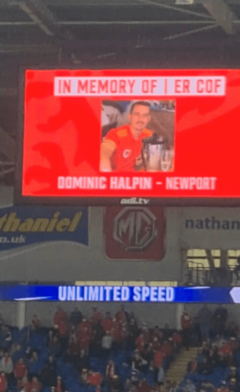 a big screen at a football stadium