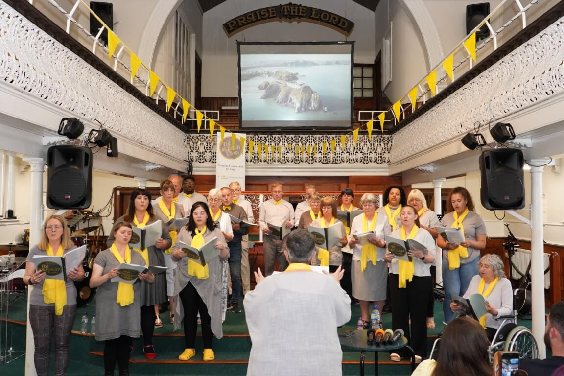 a choir sing in a church