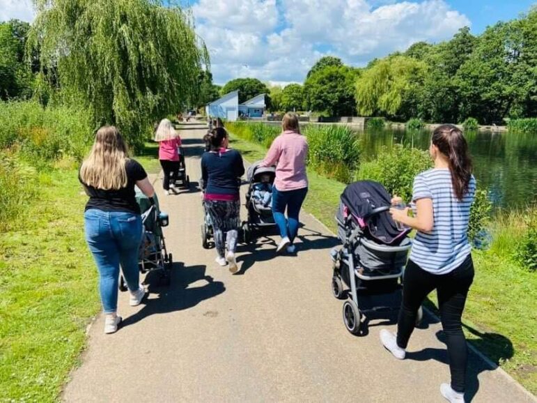 mums pushing prams