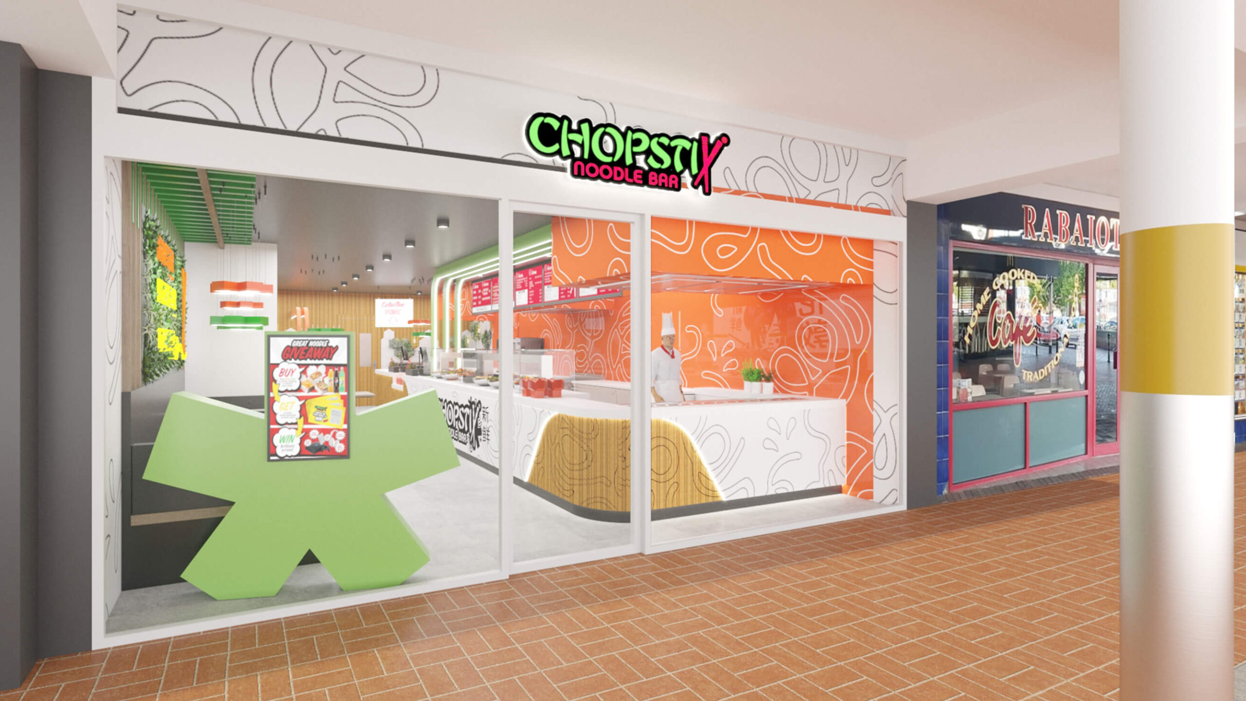 An artist's impression of a noodle bar