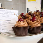 a plate of cupcakes