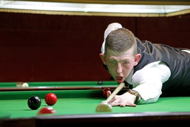 man playing snooker