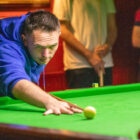 man playing snooker