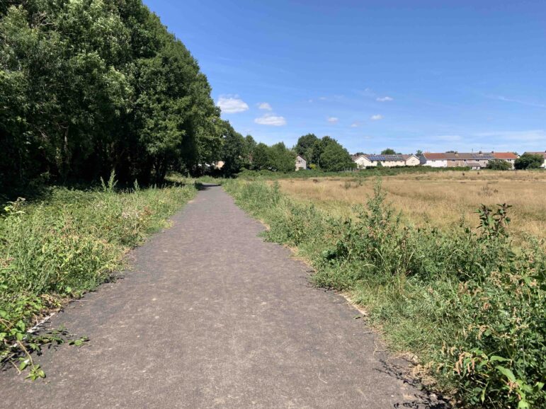 a footpath by a field