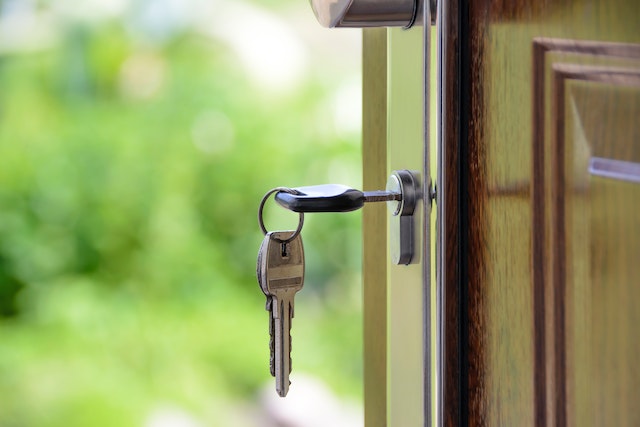 a key in a door