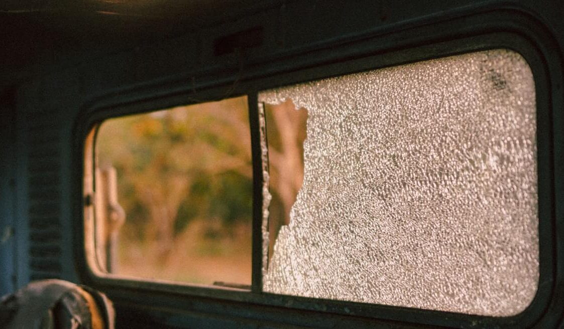 smashed window